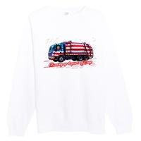 Cleaning Up 4 Year Of Crap Funny Trump Garbage America Flag Premium Crewneck Sweatshirt