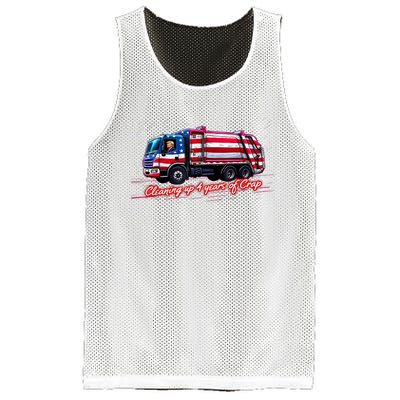 Cleaning Up 4 Year Of Crap Funny Trump Garbage America Flag Mesh Reversible Basketball Jersey Tank