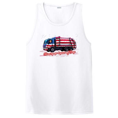 Cleaning Up 4 Year Of Crap Funny Trump Garbage America Flag PosiCharge Competitor Tank