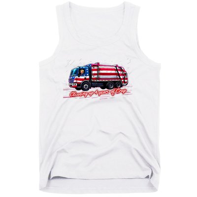 Cleaning Up 4 Year Of Crap Funny Trump Garbage America Flag Tank Top