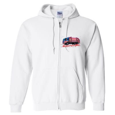 Cleaning Up 4 Year Of Crap Funny Trump Garbage America Flag Full Zip Hoodie