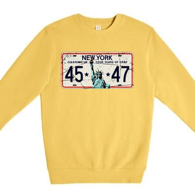 Cleaning Up 4 Years Of Crap Funny Ny Garbage License Plate Premium Crewneck Sweatshirt