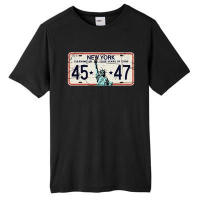 Cleaning Up 4 Years Of Crap Funny Ny Garbage License Plate Tall Fusion ChromaSoft Performance T-Shirt