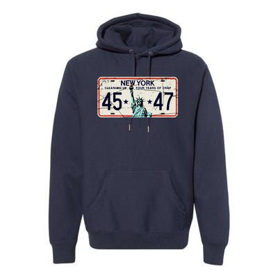 Cleaning Up 4 Years Of Crap Funny Ny Garbage License Plate Premium Hoodie