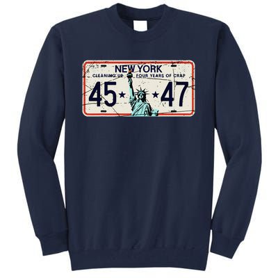 Cleaning Up 4 Years Of Crap Funny Ny Garbage License Plate Tall Sweatshirt