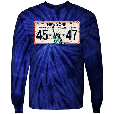 Cleaning Up 4 Years Of Crap Funny Ny Garbage License Plate Tie-Dye Long Sleeve Shirt