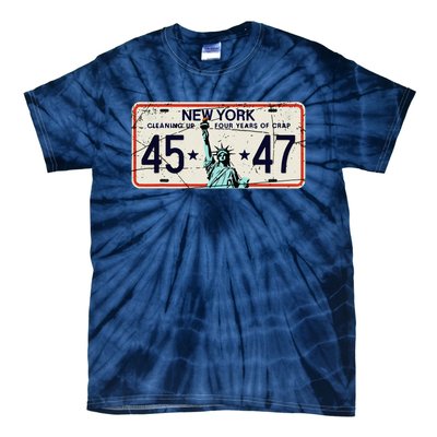 Cleaning Up 4 Years Of Crap Funny Ny Garbage License Plate Tie-Dye T-Shirt