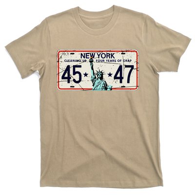 Cleaning Up 4 Years Of Crap Funny Ny Garbage License Plate T-Shirt