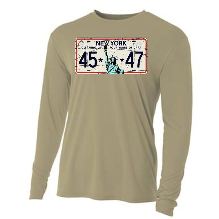 Cleaning Up 4 Years Of Crap Funny Ny Garbage License Plate Cooling Performance Long Sleeve Crew