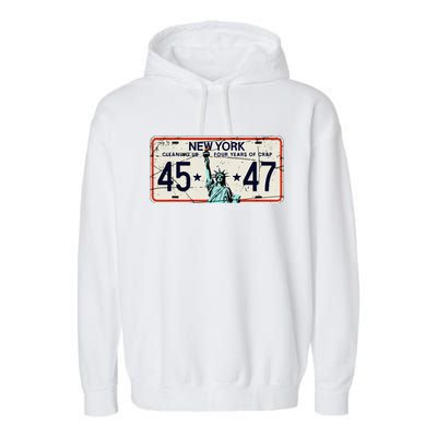 Cleaning Up 4 Years Of Crap Funny Ny Garbage License Plate Garment-Dyed Fleece Hoodie