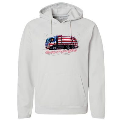 Cleaning Up 4 Years Of Crap Vote Trump 2024 Election Garbage Performance Fleece Hoodie