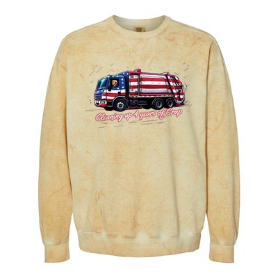 Cleaning Up 4 Years Of Crap Vote Trump 2024 Election Garbage Colorblast Crewneck Sweatshirt