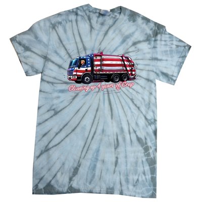 Cleaning Up 4 Years Of Crap Vote Trump 2024 Election Garbage Tie-Dye T-Shirt