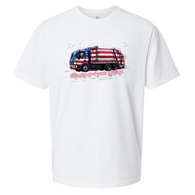 Cleaning Up 4 Years Of Crap Vote Trump 2024 Election Garbage Sueded Cloud Jersey T-Shirt