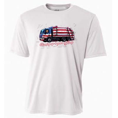 Cleaning Up 4 Years Of Crap Vote Trump 2024 Election Garbage Cooling Performance Crew T-Shirt