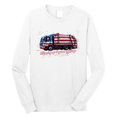 Cleaning Up 4 Years Of Crap Vote Trump 2024 Election Garbage Long Sleeve Shirt