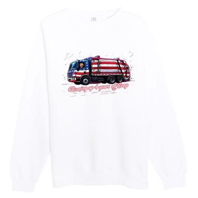 Cleaning Up 4 Years Of Crap Vote Trump 2024 Election Garbage Premium Crewneck Sweatshirt