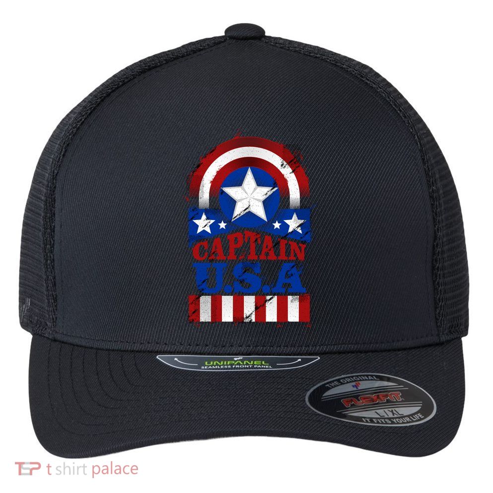 Captain USA American Flag Flexfit Unipanel Trucker Cap