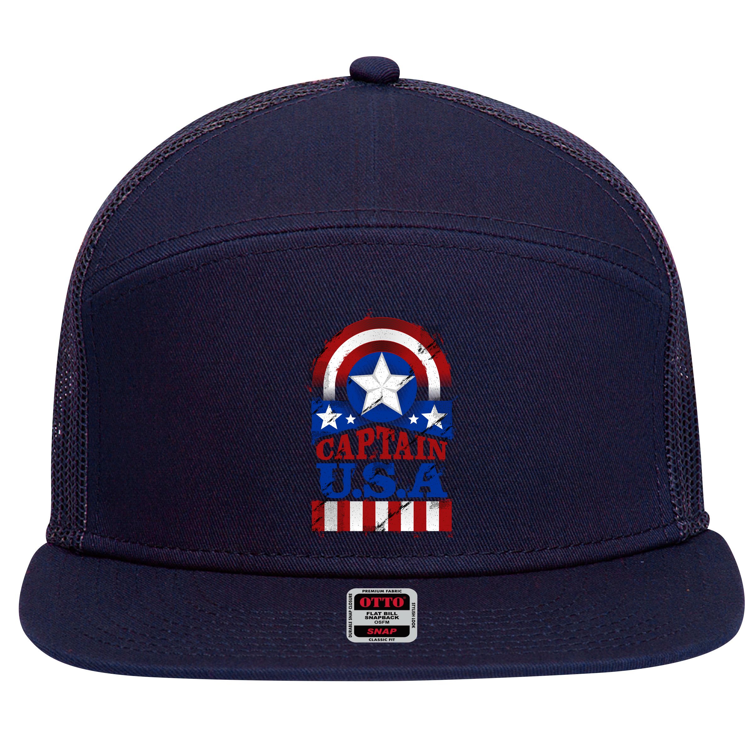 Captain USA American Flag 7 Panel Mesh Trucker Snapback Hat