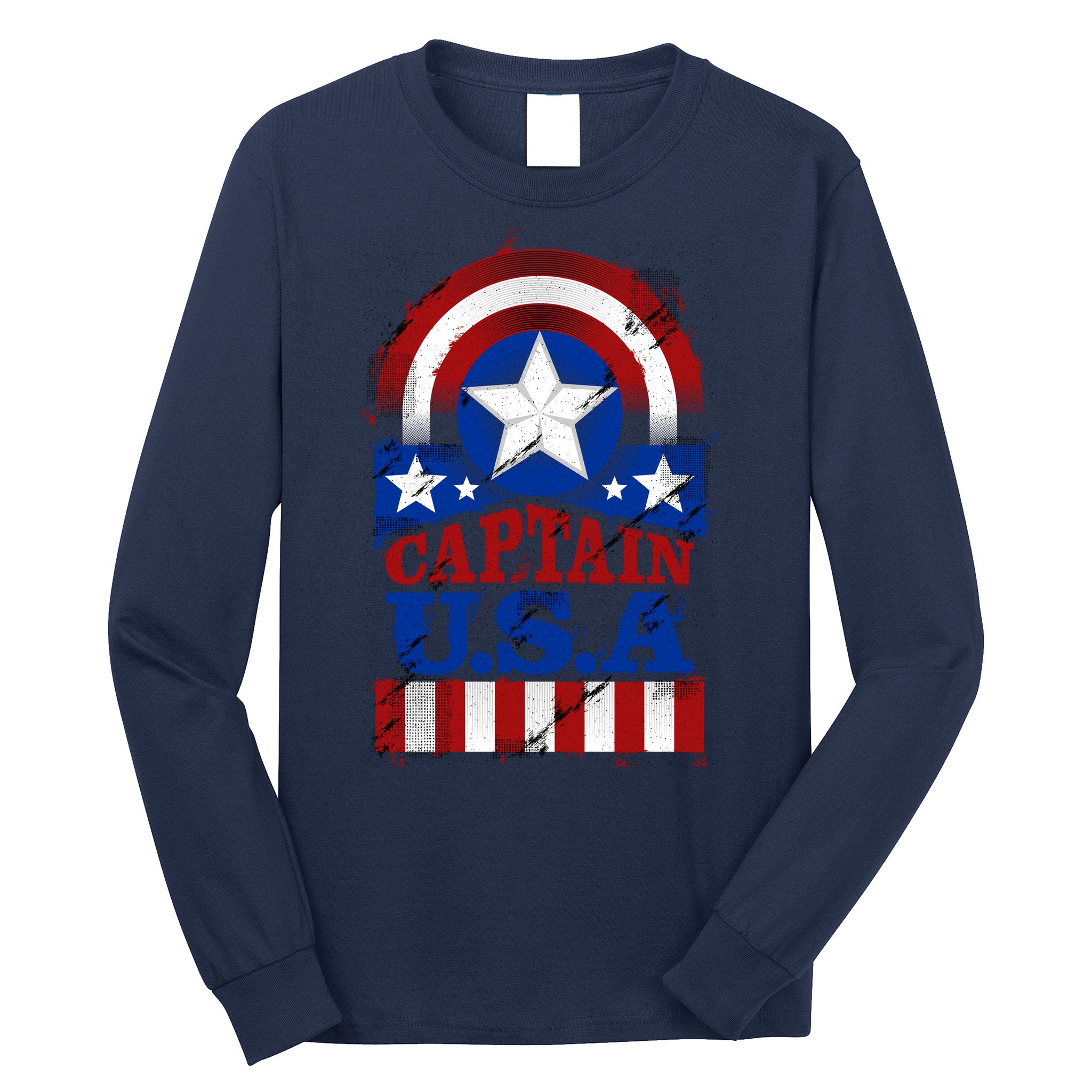 Captain USA American Flag Long Sleeve Shirt