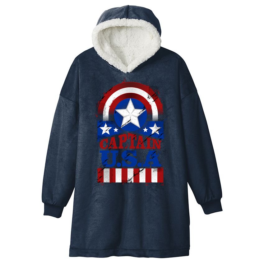 Captain USA American Flag Hooded Wearable Blanket