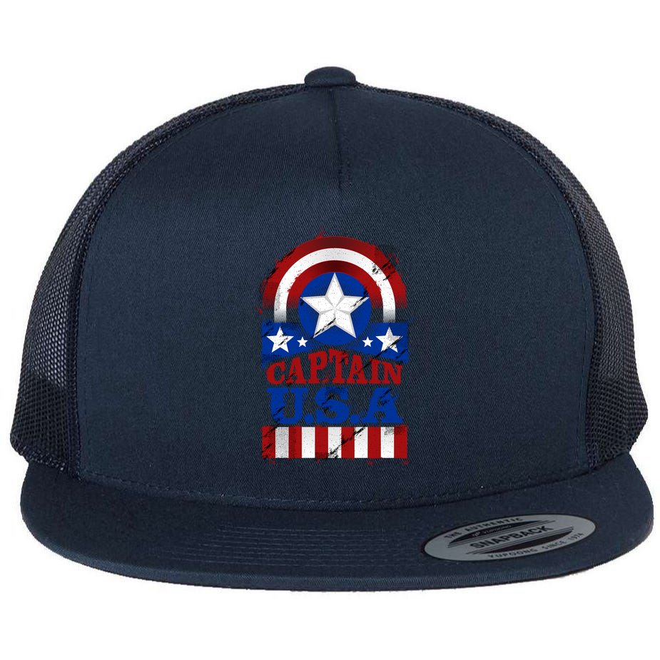 Captain USA American Flag Flat Bill Trucker Hat
