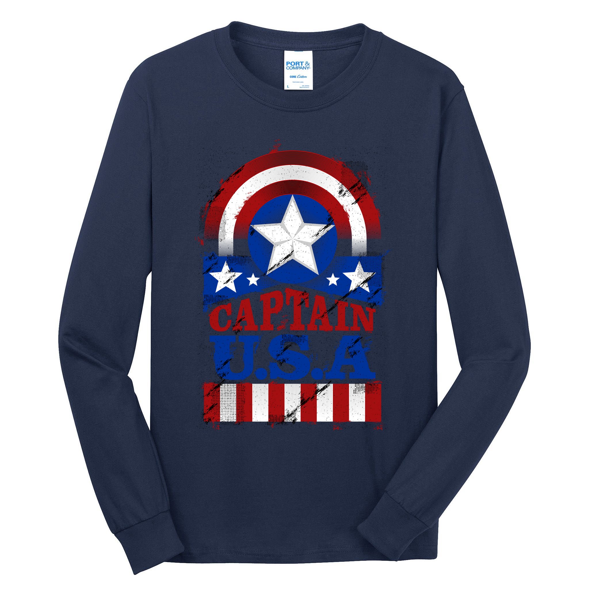 Captain USA American Flag Tall Long Sleeve T-Shirt