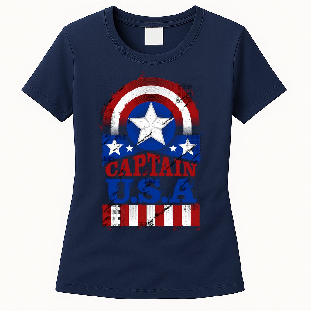 Captain USA American Flag Womens T-Shirt