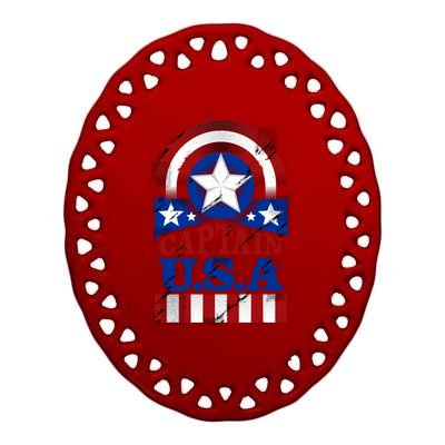 Captain USA American Flag Ceramic Oval Ornament