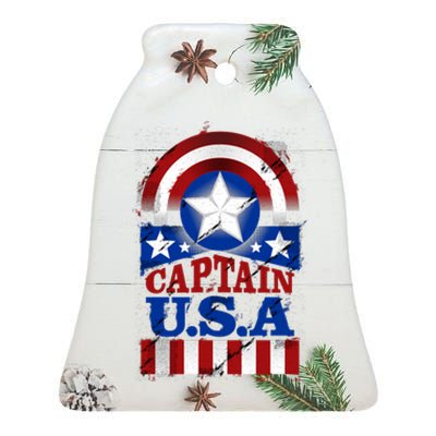 Captain USA American Flag Ceramic Bell Ornament