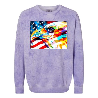 Colorful USA American Flag Eagle Head Pop Art Colorblast Crewneck Sweatshirt