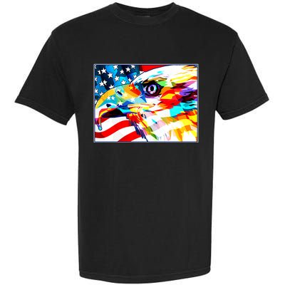 Colorful USA American Flag Eagle Head Pop Art Garment-Dyed Heavyweight T-Shirt