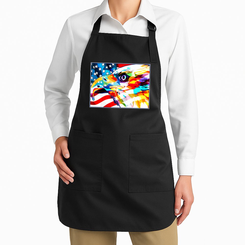 Colorful USA American Flag Eagle Head Pop Art Apron