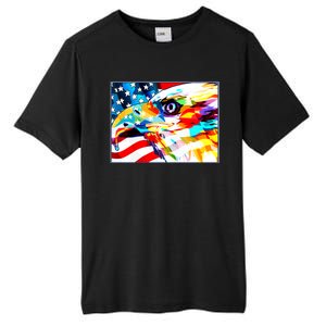 Colorful USA American Flag Eagle Head Pop Art Tall Fusion ChromaSoft Performance T-Shirt