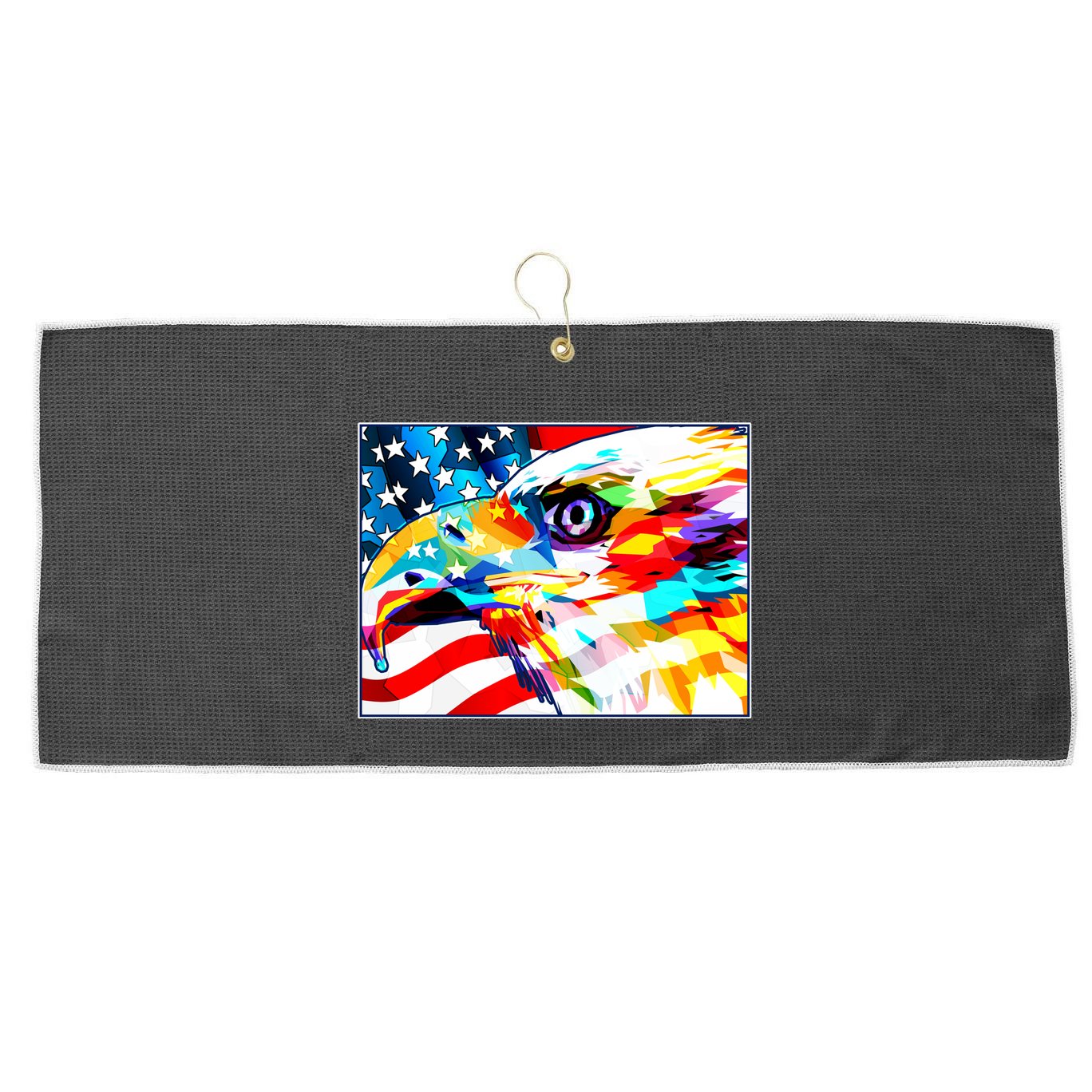 Colorful USA American Flag Eagle Head Pop Art Large Microfiber Waffle Golf Towel