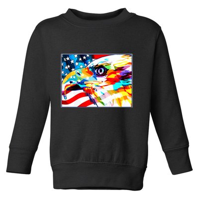 Colorful USA American Flag Eagle Head Pop Art Toddler Sweatshirt
