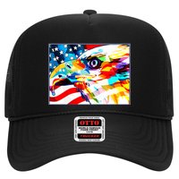 Colorful USA American Flag Eagle Head Pop Art Trucker Hat