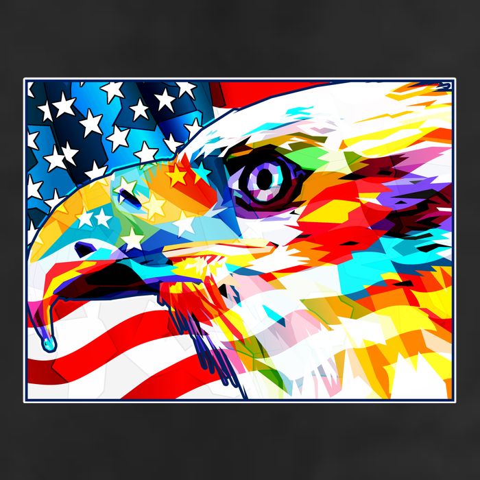 Colorful USA American Flag Eagle Head Pop Art Trucker Hat