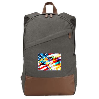 Colorful USA American Flag Eagle Head Pop Art Cotton Canvas Backpack
