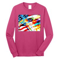 Colorful USA American Flag Eagle Head Pop Art Long Sleeve Shirt