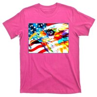 Colorful USA American Flag Eagle Head Pop Art T-Shirt