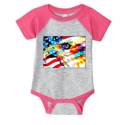 Colorful USA American Flag Eagle Head Pop Art Infant Baby Jersey Bodysuit