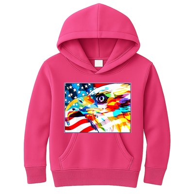 Colorful USA American Flag Eagle Head Pop Art Kids Hoodie