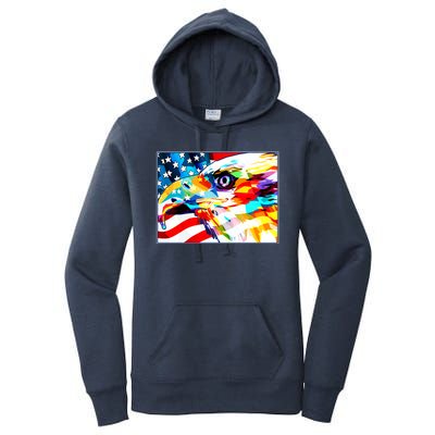 Colorful USA American Flag Eagle Head Pop Art Women's Pullover Hoodie