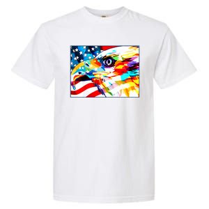 Colorful USA American Flag Eagle Head Pop Art Garment-Dyed Heavyweight T-Shirt