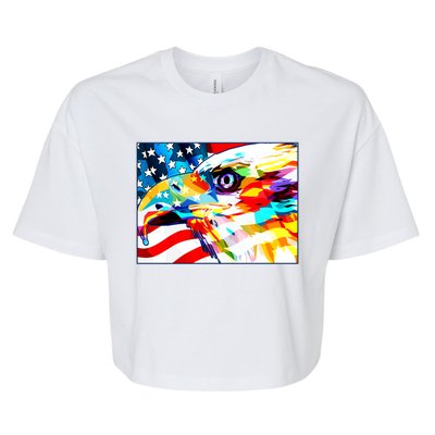 Colorful USA American Flag Eagle Head Pop Art Bella+Canvas Jersey Crop Tee