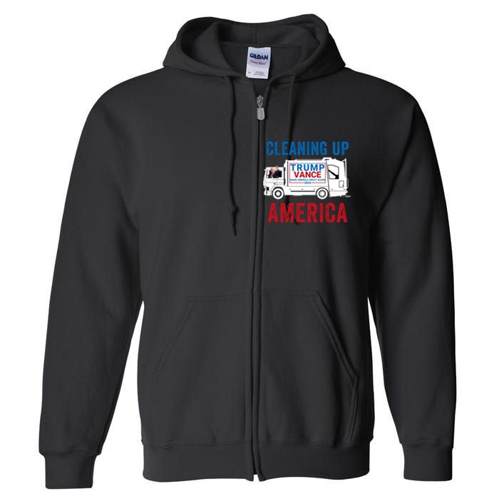 Cleaning Up America Maga Garbage Truck Trump 2024 Full Zip Hoodie