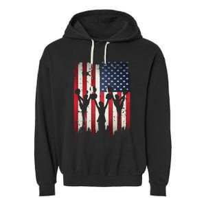 Cheerleaders USA American Flag 4th Of July Cheerleading Garment-Dyed Fleece Hoodie