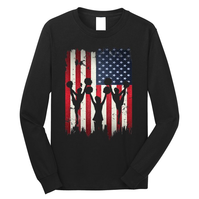 Cheerleaders USA American Flag 4th Of July Cheerleading Long Sleeve Shirt