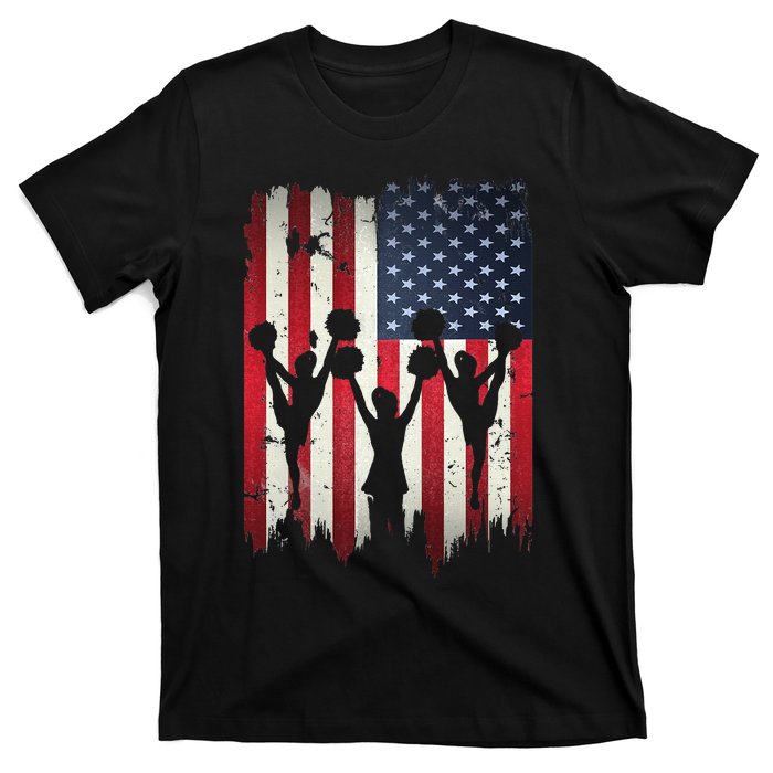 Cheerleaders USA American Flag 4th Of July Cheerleading T-Shirt